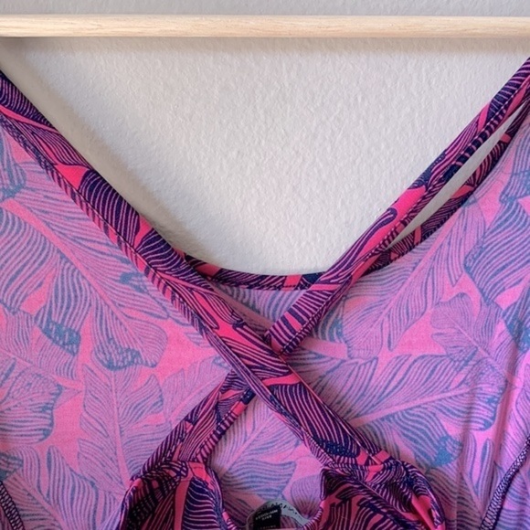 BANANA REPUBLIC Pink Palm Print Cross Back Sleeveless Dress - Picture 8 of 8